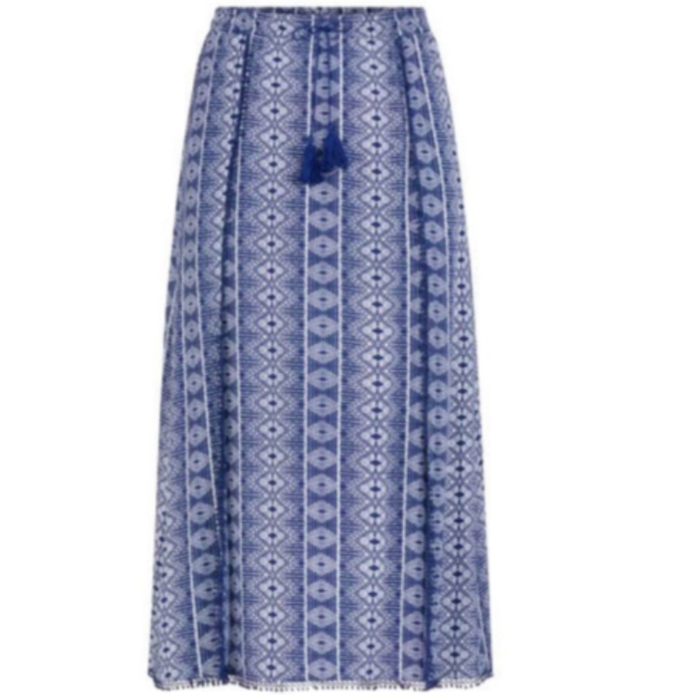 Carwash Style Double Slit front Blue Maxi Skirt